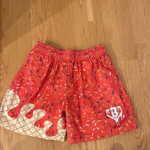 Ice Cream Print Kids Shorts - Red